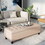 HOMCOM Ottoman Storage Bench, 50" End of Bed Bench, Linen Fabric Storage Chest with Lift Top, Tufted Ottoman with Storage for Living Room, Entryway, Bedroom, Beige W2225142072