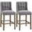 HOMCOM Modern Bar Stools, Tufted Upholstered Barstools, Pub Chairs with Back, Rubber Wood Legs for Kitchen, Dinning Room, Set of 2, Grey W2225142080