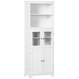 HOMCOM 63" Small Buffet with Hutch, 4-Door Kitchen Pantry, Freestanding Storage Cabinet with Adjustable Shelf for Dining Room, Living Room, White W2225142081
