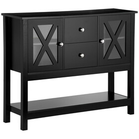 HOMCOM Coffee Bar Cabinet, Sideboard Buffet Cabinet, Kitchen Cabinet with Storage Drawers and Glass Door for Living Room, Entryway, Black W2225142082