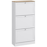 HOMCOM Narrow Shoe Storage Cabinet for Entryway with 3 Flip Drawers and Adjustable Shelves, Shoe Rack Organizer for 18 Pairs of Shoes, White W2225142090