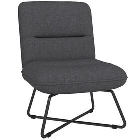 HOMCOM Armless Accent Chair, Upholstered Slipper Chair for Living Room with Crossed Steel Legs, Dark Gray W2225142094