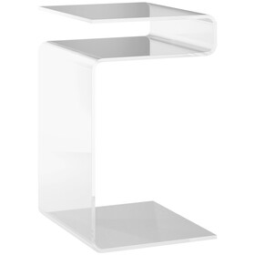 HOMCOM 2-Tier Acrylic Side Table, Modern S-Shaped End Table for Small Spaces, Home Decor Display, 14.25" x 16.25" x 23", Clear W2225142095