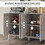 HOMCOM Buffet Cabinet, 47" Sideboard with 4 Barn Doors and 2 Adjustable Shelves, Farmhouse Coffee Bar Cabinet, Gray Wood Grain W2225142097