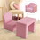 Qaba 2-in-1 Multifunctional Kids Sofa Convertible Table and Chair Set for 3 years old Boys Girls, Pink W2225142240