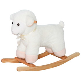 Qaba Lamb Rocking Horse Sheep, Nursery Stuffed Animal Ride on Rocker for Kids, Wooden Plush, White W2225142248