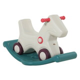 Qaba Kids 2 in 1 Rocking Horse & Sliding Car for Indoor & Outdoor Use w/ Detachable Base, Wheels, Smooth Materials, Grey and Green W2225142255