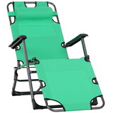 Outsunny Tanning Chair, 2-in-1 Beach Lounge Chair & Camping Chair w/ Pillow & Pocket, Adjustable Chaise for Sunbathing Outside, Patio, Poolside, Green W2225142464