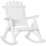 Outsunny Outdoor Wooden Rocking Chair, Rustic Adirondack Rocker with Slatted Seat, High Backrest, Armrests for Patio, Garden, and Porch, Large, White W2225142466