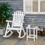 Outsunny Outdoor Wooden Rocking Chair, Rustic Adirondack Rocker with Slatted Seat, High Backrest, Armrests for Patio, Garden, and Porch, Large, White W2225142466