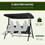 Outsunny 3-Seat Patio Swing Chair, Porch Swing Glider with Cushion, 3 Throw Pillows & Adjustable Canopy for Porch, Garden, Poolside, Backyard, Black W2225142468
