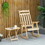 Outsunny 2 Pieces Wood Patio Bistro Set, Outdoor Rocking Chair Set with Armrests and High Back Rocking Chair and Portable Side Table, for Indoor, Outdoor, Patio, Backyard, Natural W2225142477