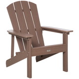 Outsunny Adirondack Chair, Faux Wood Patio & Fire Pit Chair, Weather Resistant HDPE for Deck, Outside Garden, Porch, Backyard, Brown W2225142496