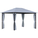 Outsunny 10' x 13' Patio Gazebo, Aluminum Frame, Outdoor Gazebo Canopy Shelter with Netting & Curtains, Garden, Lawn, Backyard and Deck, Gray W2225142541