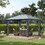 Outsunny 10' x 13' Patio Gazebo, Aluminum Frame, Outdoor Gazebo Canopy Shelter with Netting & Curtains, Garden, Lawn, Backyard and Deck, Gray W2225142541