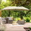 Outsunny 14ft Patio Umbrella Double-Sided Outdoor Market Extra Large Umbrella with Crank, Cross Base for Deck, Lawn, Backyard and Pool, Off-White W2225142546