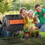 Outsunny Tumbling Compost Bin Outdoor 360&#176; Dual Chamber Rotating Composter 43 Gallon, Orange W2225142613