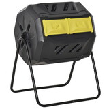 Outsunny Tumbling Compost Bin Outdoor 360° Dual Chamber Rotating Composter 43 Gallon, Yellow W2225142616