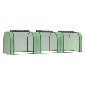 Outsunny 10' x 3' x 2.5' Mini Greenhouse, Portable Tunnel Green House with Roll-Up Zippered Doors, UV Waterproof Cover, Steel Frame, Green W2225142624