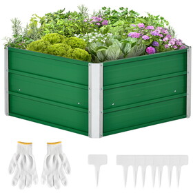 Outsunny 40" x 16" Hexagon Metal Raised Garden Bed, Elevated Large Corrugated Galvanized Steel Planter Box w/ Install Gloves for Backyard, Patio to Grow Vegetables, Herbs, and Flowers, Green