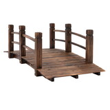 Outsunny Fir Wood Garden Bridge Arc Walkway with Side Railings for Backyards, Gardens, and Streams, Stained Wood, 60