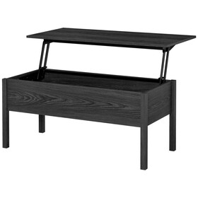 HOMCOM 39" Modern Lift Top Coffee Table Desk with Hidden Storage Compartment for Living Room, Black Woodgrain W2225142647