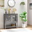 HOMCOM Coffee Bar Cabinet, Modern Sideboard Buffet Cabinet, Kitchen Cabinet with 2 Glass Doors, Adjustable Inner Shelving and Bottom Shelf, Grey W2225142652