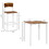 3 Piece Bar Table Set, Industrial Counter Height Dining Table Set, Bar Table & Chairs with Steel Legs & Footrests, White W2225142653