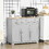 HOMCOM Sideboard Buffet Cabinet with Drawers, Kitchen Cabinet, Coffee Bar Cabinet with Rubberwood Top and Adjustable Shelves for Living Room, Kitchen, Gray W2225142655