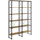 HOMCOM 5-tier Bookshelf with Steel Frame, Bookcase with Adjustable Foot Pads for Living Room, Home Office, Rustic Brown W2225142662