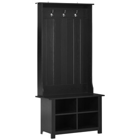 HOMCOM Hall Tree with Shoe Storage Bench, Entryway Bench with Coat Rack, Accent Coat Tree with Adjustable Shelves for Hallway, Living Room, Black W2225142664