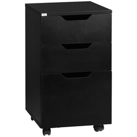 HOMCOM 3 Drawer Mobile File Cabinet, Rolling Printer Stand, Vertical Filing Cabinet, Black W2225142670