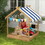 Outsunny Wooden Sandbox with Canopy House Design for 3-7 Years Old, Brown W2225P152512