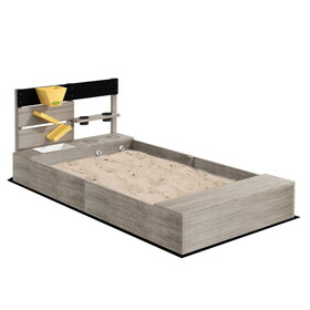 PawHut Wooden Sandbox with Liner, Kitchen Design, Sink for 3-7 Years Old W2225P152513