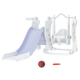 Qaba Toddler Swing and Slide Set with Basketball Hoop, Space Theme, Gray W2225P152519