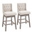 Bar Height Bar Stools Set of 2, 180 Degree Swivel Barstools, 30" Seat Height Bar Chairs with Solid Wood Footrests and Button Tufted Design, Beige W2225P153958