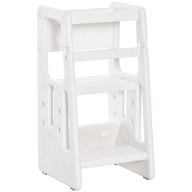Toddler Tower with Adjustable Height, Toddler Kitchen Stool Helper with Anti-slip Mat, Step Stool for Kitchen, Bathroom, White W2225P154788
