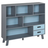 3-Tier Child Bookcase Open Shelves Cabinet Floor Standing Cube Storage Organizer with Drawers - Dark Blue W2225P154791