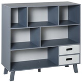 3-Tier Child Bookcase Open Shelves Cabinet Floor Standing Cube Storage Organizer with Drawers - Grey W2225P154792