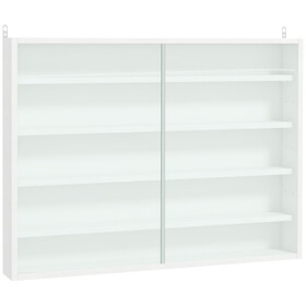 5-Tier Display Cabinet, Glass Display Case with 2 Doors and Adjustable Shelves, Wall-Mounted, White W2225P154799