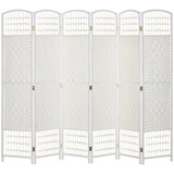 6 Panel Room Divider, Folding Privacy Screen, 5.6' Room Separator, Wave Fiber Freestanding Partition Wall Divider for Rooms, Home, Office, White W2225P154803