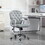 Velvet Home Office Chair, Button Tufted Desk Chair with Padded Armrests, Adjustable Height and Swivel Wheels, Gray W2225P155074