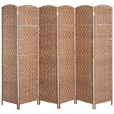 6' Tall Wicker Weave 6 Panel Room Divider Privacy Screen - Natural W2225P155080