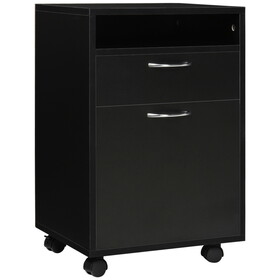 Mobile Storage Cabinet Organizer with Drawer and Cabinet, Printer Stand with Castors, Black W2225P155582