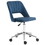Modern Mid Back Office Chair with Velvet Fabric, Swivel Computer Armless Desk Chair with Hollow Back Design for Home Office, Blue W2225P155586