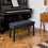 Piano Bench, Duet Piano Chair with Faux Leather Padded Cushion and Wooden Frame, Button Tufted Keyboard Bench, Black W2225P155590