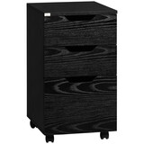 3 Drawer Office Storage Cabinet, Under Desk Cabinet with Wheels, Black Wood Grain W2225P155597