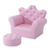 Kids Sofa Set, Children's Upholstered Sofa with Footstool, Princess Sofa with Diamond Decorations, Baby Sofa Chair for Toddlers, Girls, Pink W2225P155607