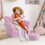 Kids Sofa Set, Children's Upholstered Sofa with Footstool, Princess Sofa with Diamond Decorations, Baby Sofa Chair for Toddlers, Girls, Pink W2225P155607