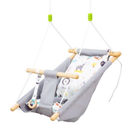 Indoor Baby Swing with 2 Cushions, Infant Chair Hanging Rope Max.176 lbs, w/ Cotton Weave for Home Patio Lawn, 6 Months to 3 Years Old, Gray W2225P155613